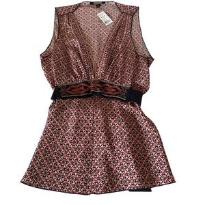 NWT ROZAE NICHOLS SILK BEADED BELT EMBELLISHED SLEEVELESS TOP SIZE MED